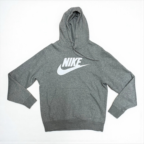 Nike Other - Nike Gray Pullover Hoodie Small Swoosh Logo Fleece Sweatshirt Men’s Size S